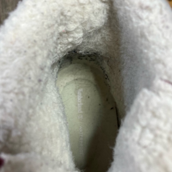 *Timberland | Waterproof Foldover Teddy Fleece Red Leather Suede Bootie Size 9.5 - Picture 15 of 16